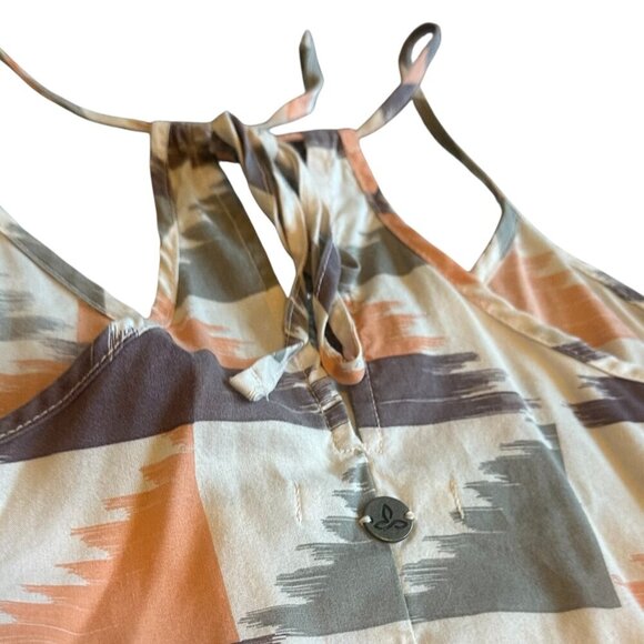 Prana Franny Romper Sleeveless Racerback Shorts Pockets Fun Print Size Medium - Picture 10 of 12